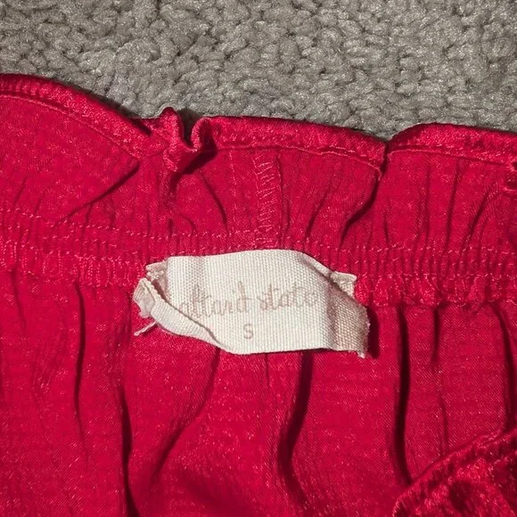 Altar’d State Red Hammered Satin Ruched Crop Top Smocked Women's Size Small - Picture 3 of 4